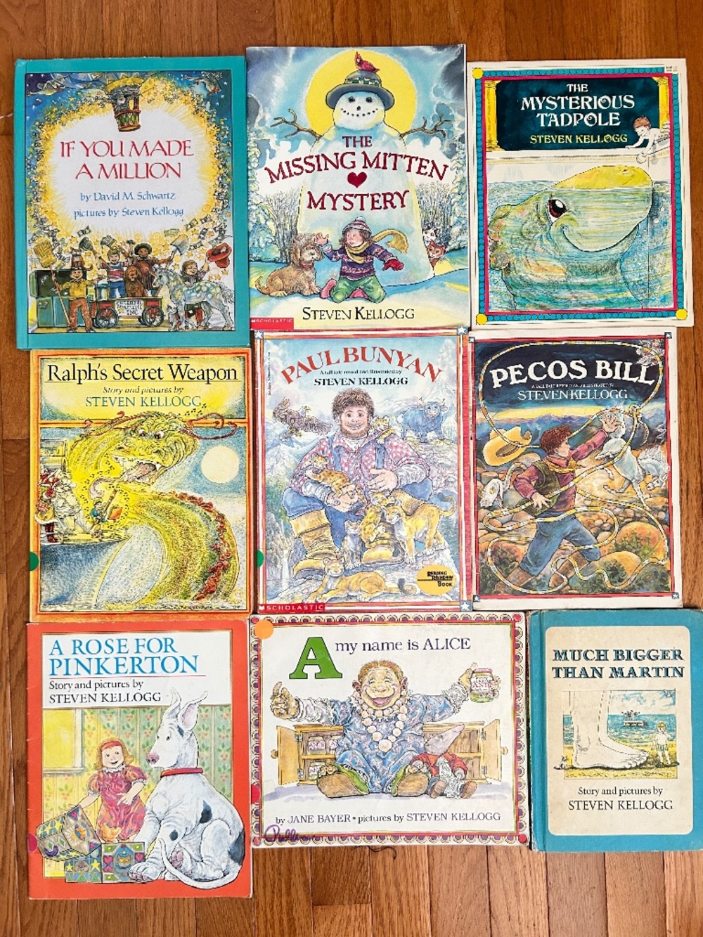 Lot of 9 Steven Kellogg Picture Books Hardcover Softcover Pecos Bill Paul Bunyan
